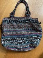 Stoffen tas met kraaltjes aan één kant hoofdkleur taupe, Ophalen of Verzenden, Gebruikt, Grijs, Shopper