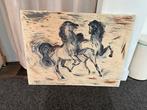 Oud schilderij paarden, Ophalen of Verzenden