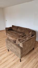 Groene Velvet Hoekbank met Afritsbare Kussens, Huis en Inrichting, Banken | Bankstellen, Gebruikt, Hoekbank, 300 cm of meer, 75 tot 100 cm