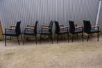 6 x vintage armstoelen/ eetkamerstoelen/ vergaderstoelen, Ophalen, Gebruikt, Hout, Zwart