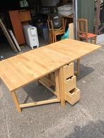 Ikea NORDEN klaptafel met lades hout, Huis en Inrichting, Tafels | Eettafels, Ophalen, Zo goed als nieuw, Rechthoekig, 50 tot 100 cm