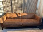 Bank leer/suede, Huis en Inrichting, Banken | Bankstellen, Ophalen, Gebruikt, Driepersoons, Rechte bank