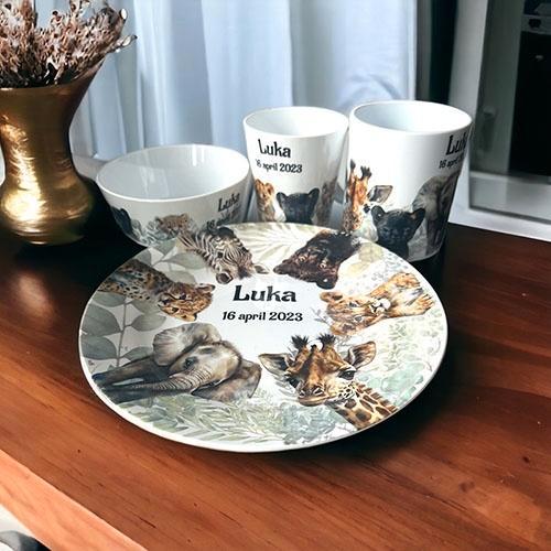 kinderservies met naam, Kinderen en Baby's, Kraamcadeaus en Geboorteborden, Nieuw, Ophalen of Verzenden