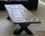 Industriele Salontafel eiken blad, 100 tot 150 cm, Zo goed als nieuw, Minder dan 50 cm, Rechthoekig