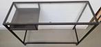 Stalen Sidetable met Glasplaat, Ophalen, 100 tot 150 cm, Zo goed als nieuw, Glas