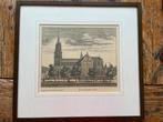 Gekleurde ingelijste gravure Delft Nieuwe Kerk, Ophalen of Verzenden