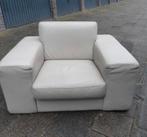 Beige grote fauteuil van echt Leder, Ophalen of Verzenden, Gebruikt, 75 tot 100 cm