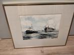 Aquarel Schilderij met Sleepboot smit rusland en schip, Ophalen, Zo goed als nieuw