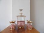Art Deco Likeurset Boheems, rood/gesatineerd, Antiek en Kunst, Antiek | Glas en Kristal, Ophalen of Verzenden