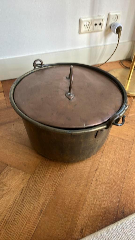 Koperen Houtbak met Deksel - Open Haard, Antiek en Kunst, Antiek | Koper en Brons, Koper, Ophalen