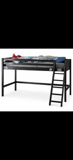 Zwarte stora ikea Hoogslaper met PSV Stickers en bureau, Ophalen, Gebruikt, Hoogslaper