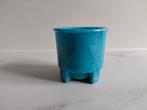 Blauw cactpotje met schotel (Copier), Antiek en Kunst, Antiek | Glas en Kristal, Ophalen of Verzenden