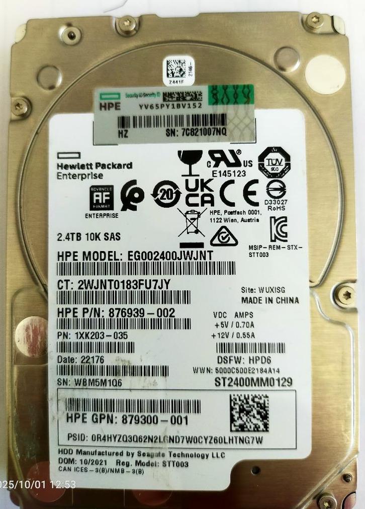 HPE 2,5" HDD SAS 2,4 Tb, Computers en Software, Harde schijven, Refurbished, Server, Intern, HDD, SAS, Verzenden
