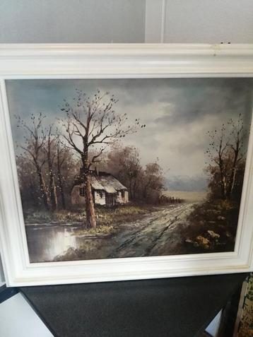 PRACHTIG OLIEVERF OP DOEK GESIGNEERD J. VOGEL  75X65 CM beschikbaar voor biedingen