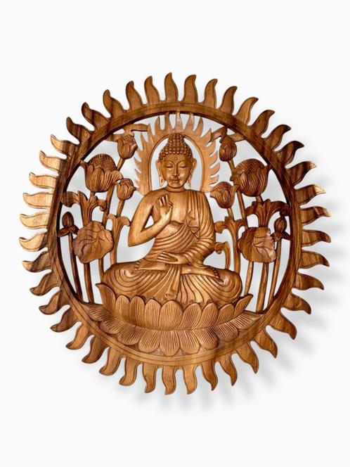 Levensboom Boeddha handgemaakt van hout, Huis en Inrichting, Woonaccessoires | Wanddecoraties, Nieuw, Verzenden