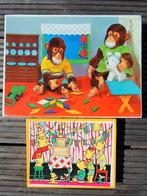 2x Houten puzzels jaren '60. Apen en beren. Compleet., Verzamelen, Ophalen of Verzenden, Zo goed als nieuw