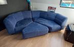 Modulaire blauw velvet bank vintage Pullman, Ophalen, 250 tot 300 cm, 70s, vintage, Driepersoons