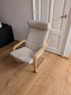 IKEA POÄNG Fauteuil - Licht eiken met beige kussen, Huis en Inrichting, Fauteuils, Ophalen, Gebruikt, 75 tot 100 cm, 50 tot 75 cm
