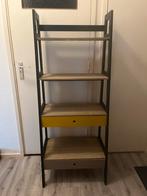 Schuine houten boekenkast, Huis en Inrichting, Ophalen, Gebruikt, 50 tot 100 cm, Met lade(s)