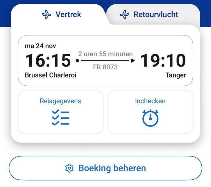 Retour Brussel-Tanger (Marokko) vlucht, Tickets en Kaartjes, Trein, Bus en Vliegtuig