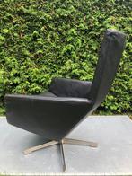 Leren Fauteuil merk Label, Huis en Inrichting, Fauteuils, Ophalen, Gebruikt, 100 tot 125 cm, Leer