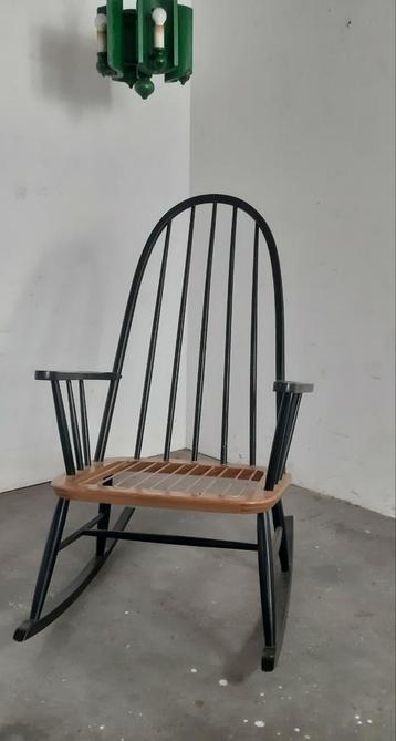 Jaren 60 schommelstoel STOF NAAR WENS Tapiovaara  teak hout beschikbaar voor biedingen