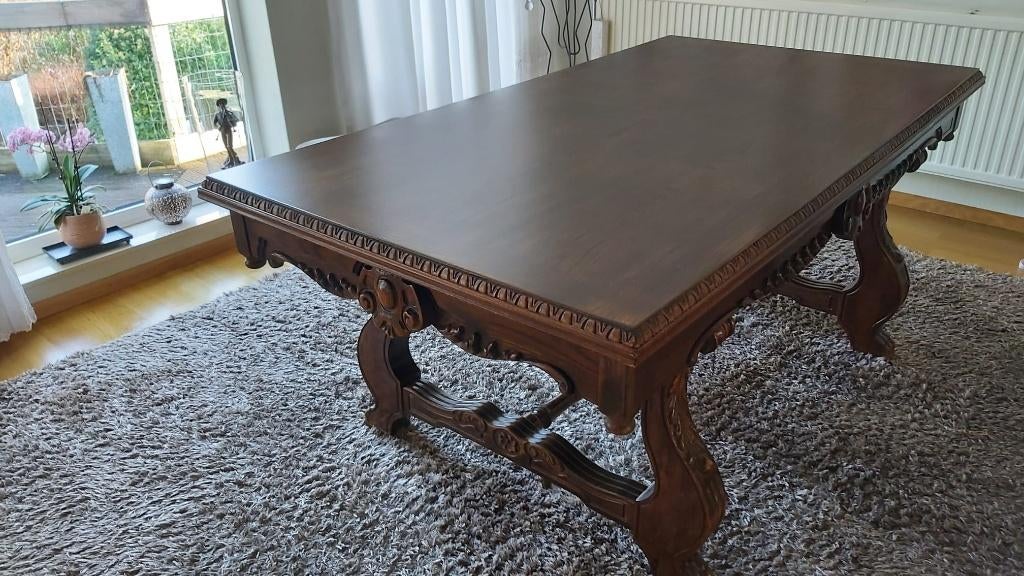 Vintage set Breughel tafel met 6 stoelen Goblin bekleding, Ophalen