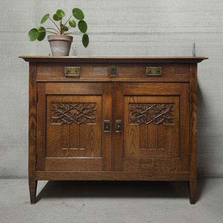 Antieke brocante Art Deco commode vintage dressoir kast, Antiek en Kunst, Curiosa en Brocante, Ophalen of Verzenden
