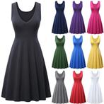 V-hals jurkje mouwloos dames vrouwen v hals jurk, Verzenden, Nieuw, Overige kleuren, Knielengte