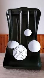 EMAILLE DONKER GROENE LEPELREK MET LEKBAK., Ophalen of Verzenden