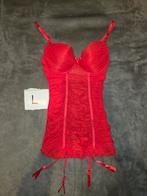 Babydoll met jarretels - L, 80C, Verzenden, Rood, Nachtkleding