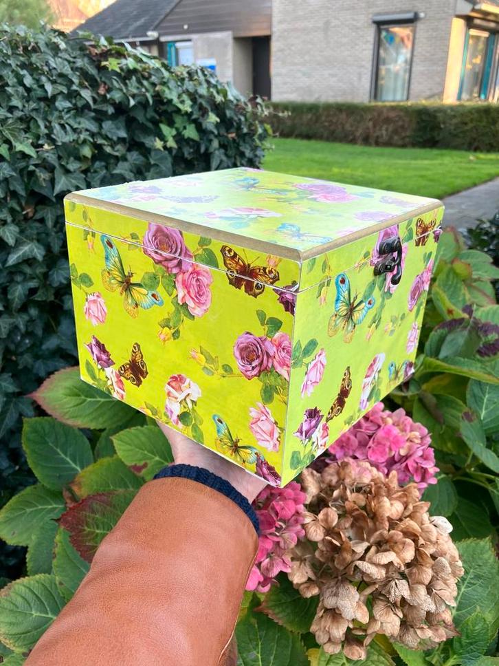 Leuke Opbergdoos / Sierdoos 🦋🌸, Huis en Inrichting, Woonaccessoires | Kisten, Gebruikt, Minder dan 50 cm, Kunststof, Ophalen of Verzenden