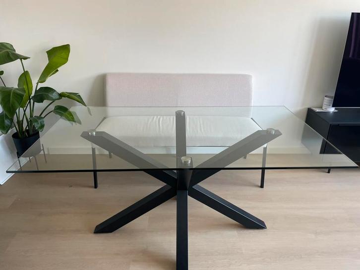 Glazen Eettafel 160x90 cm van KAVE home, Huis en Inrichting, Tafels | Eettafels, Zo goed als nieuw, 50 tot 100 cm, 150 tot 200 cm