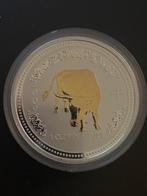 Lunar ox 2009 gilded, Ophalen of Verzenden, Losse munt, Zilver