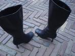 GRATIS VERZENDEN ZWARTE LEREN VINTAGE BLOKHAKLAARZEN 39, Hoge laarzen, Verzenden, Zwart, Zo goed als nieuw