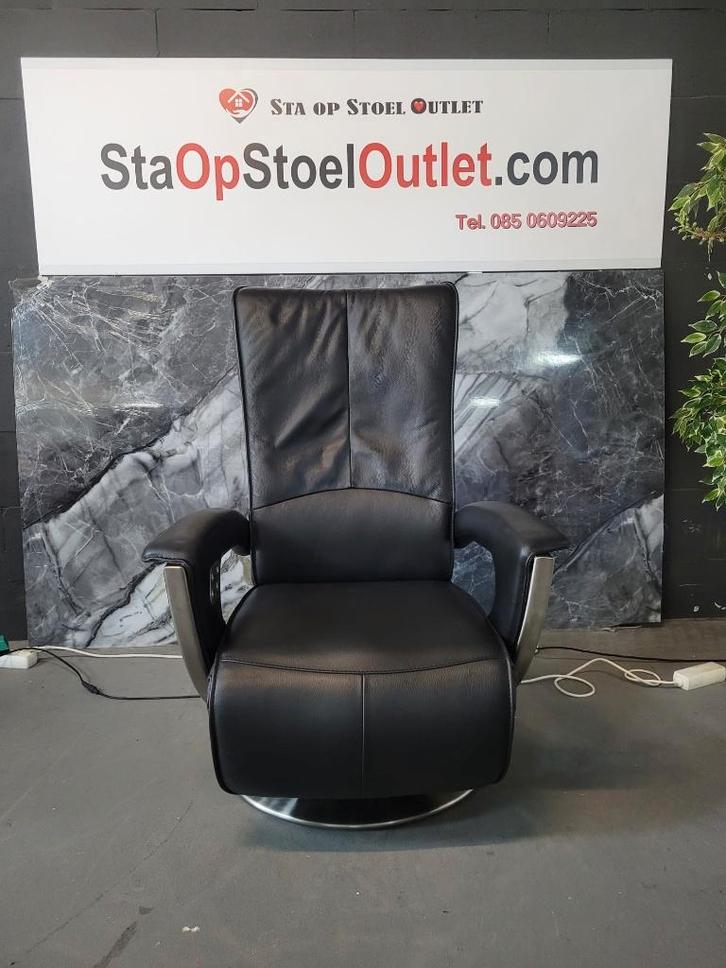 Prominent staopstoel Zwart leder met tiptoetsen, Huis en Inrichting, Fauteuils, Zo goed als nieuw, Leer, 50 tot 75 cm, Minder dan 75 cm