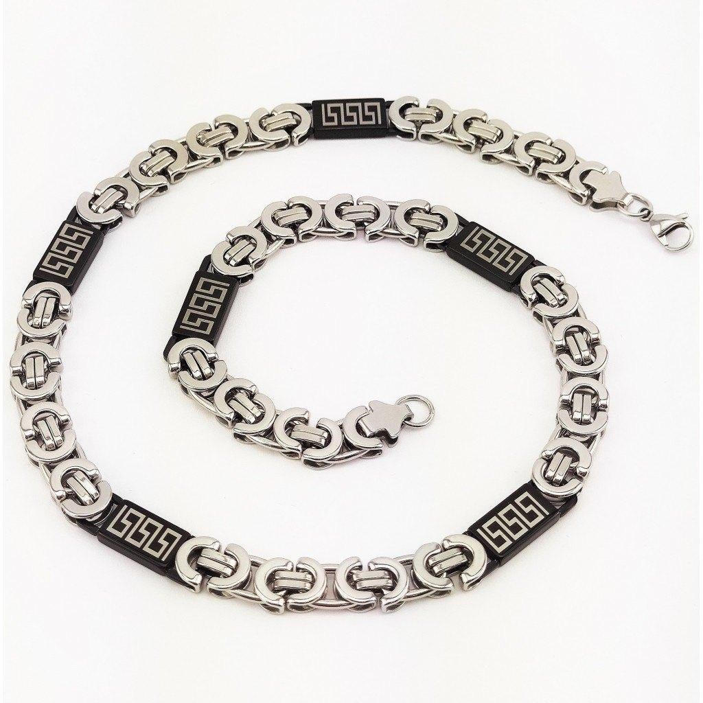 11,5mm Koningsketting Heren - Zwart/Zilverkleurig stalen, Sieraden, Tassen en Uiterlijk, Kettingen, Overige materialen, Birgitta-Gracht 33, 6465 EL Kerkrade, Nederland