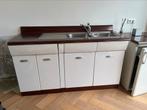 Vintage metalen keukenblok; uitschuiflades, Huis en Inrichting, Keuken | Complete keukens, Ophalen, Gebruikt, Hout, Enkelwandige keuken