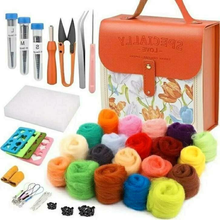 Complete beginnersset voor vilten cadeauset 20 bolletjes wol, Hobby en Vrije tijd, Vilt, Nieuw, Ophalen of Verzenden