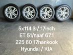 5x114.3/17 inch Hyundai/Kia winterset, Auto-onderdelen, Banden en Velgen, Ophalen, Velg(en), 17 inch, Winterbanden