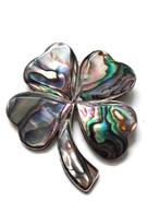 Mooie Mexicaanse broche Klavertje vier met abalone (7545), Sieraden, Tassen en Uiterlijk, Broches, Ophalen, Zo goed als nieuw