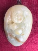 aziatica: onyx amulet met geluksboeddha, Antiek en Kunst, Kunst | Niet-Westerse kunst, Ophalen of Verzenden