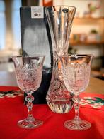 Boheems kristal set: wijnglazen, karaf/vaas, nieuw in doos, Ophalen of Verzenden