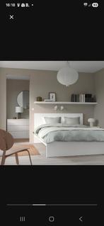 Malm bed 140 cm met lattenbodem, Ophalen, Gebruikt, Wit, Tweepersoons