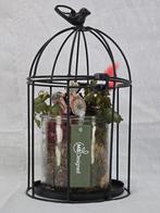 Planten pot in kooi met mos en bloemen, Ophalen of Verzenden, Halfschaduw, Minder dan 100 cm