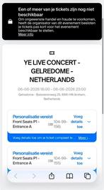 2 tickets Kanye West, Tickets en Kaartjes, Concerten | Overige, Twee personen, Juni
