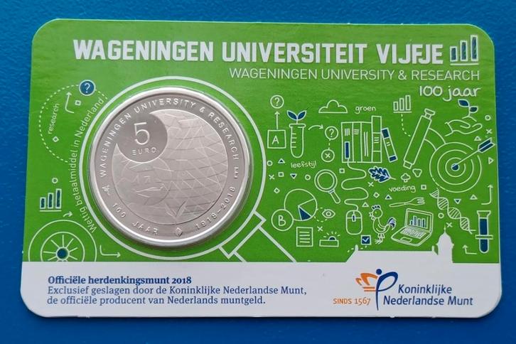 Wageningen Universiteit Vijfje 2018 UNC, Postzegels en Munten, Munten | Nederland, Setje, Euro's, Koningin Beatrix, Verzenden