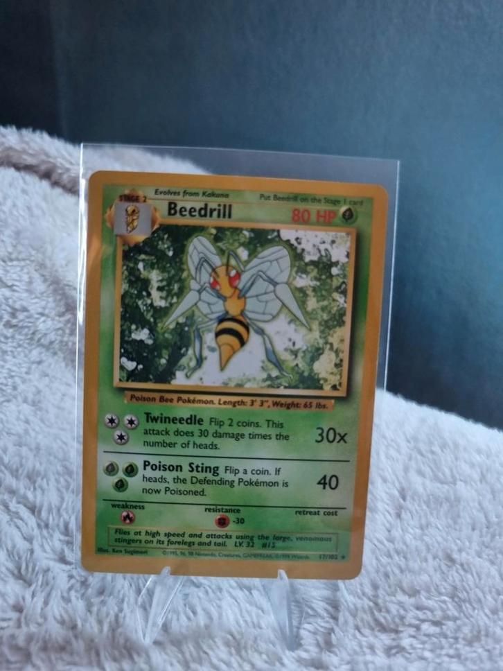 Pokemon Beedrill Base Set Unlimited - Zeldzaam!, Hobby en Vrije tijd, Verzamelkaartspellen | Pokémon, Zo goed als nieuw, Losse kaart