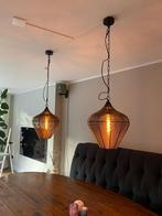2x lampion look hanglampen van zwaar materiaal, Huis en Inrichting, Lampen | Hanglampen, Ophalen of Verzenden, Metaal, 75 cm of meer