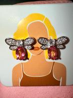 Zilveren oorbellen met roze topaas en zirkonia, Nieuw, Ophalen of Verzenden, Roze, Met edelsteen